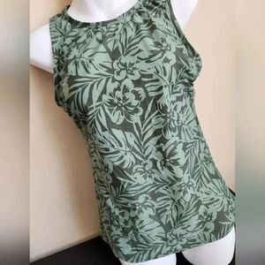 Kona Sol tankini swim top women's small green tropical floral nwt